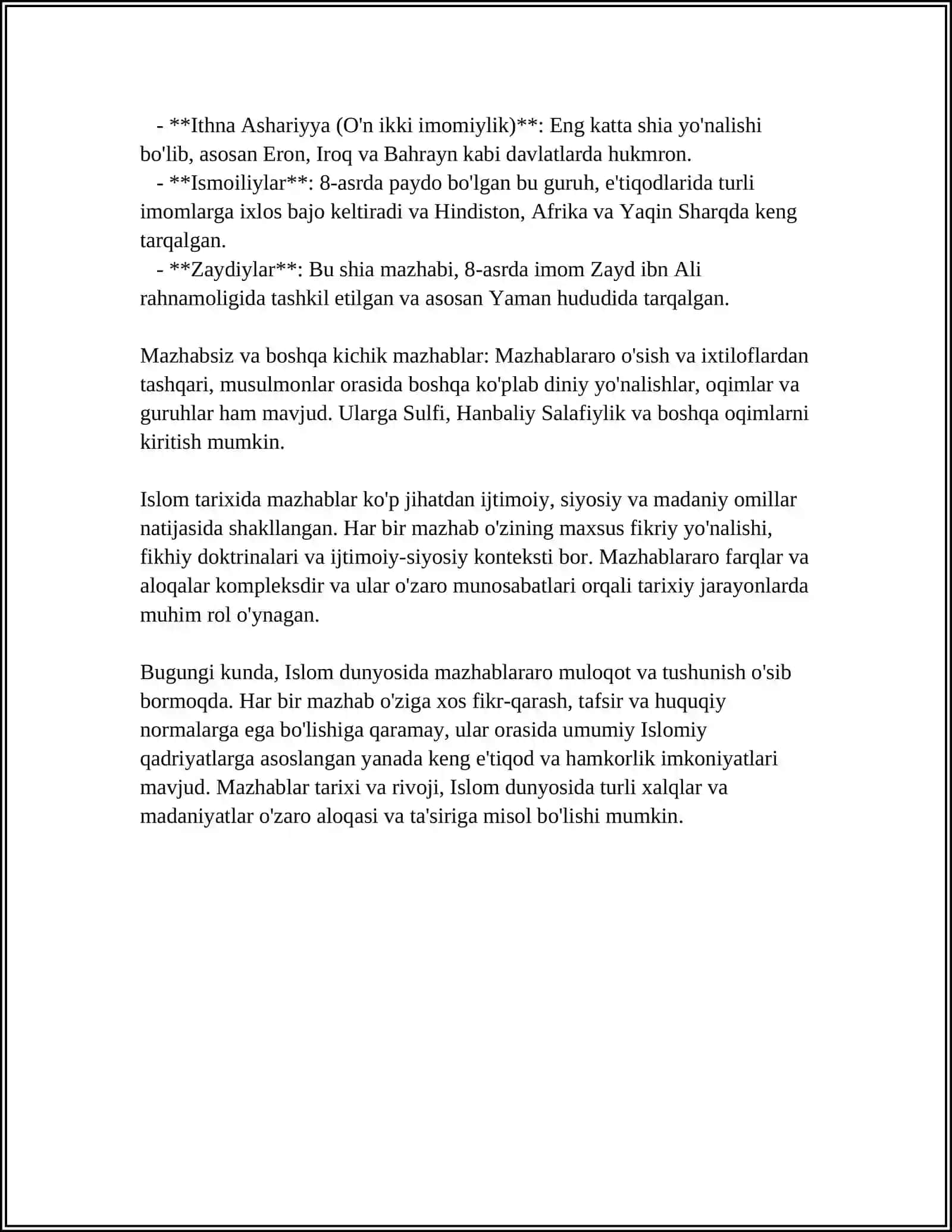 ISLOMDA MAZHABLARNING PAYDO BO’LISHI HAQIDA 4