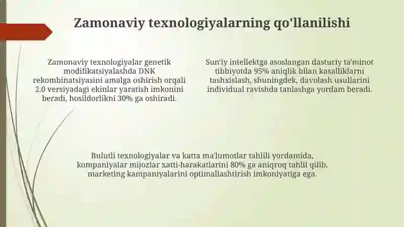 Bioxilma xillikda Hozirgi zamon metodlarini 4