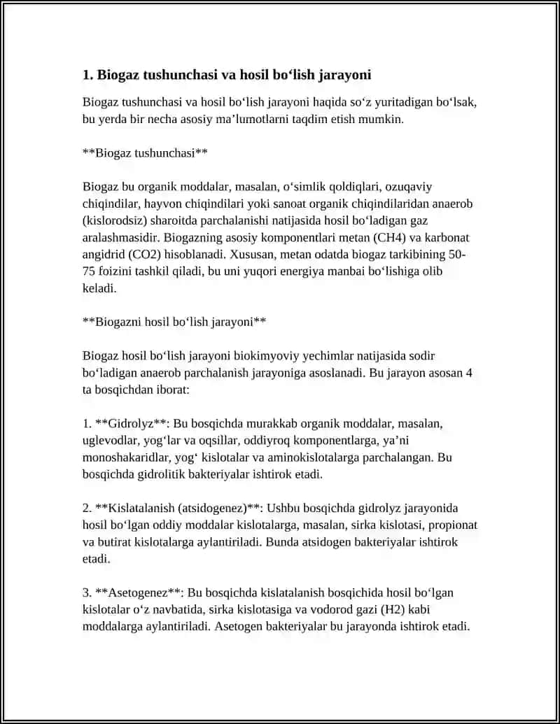 BIOGAZ ENERGIYASINI HOSIL QILISH VA ISTE'MOL JARAYONI 4