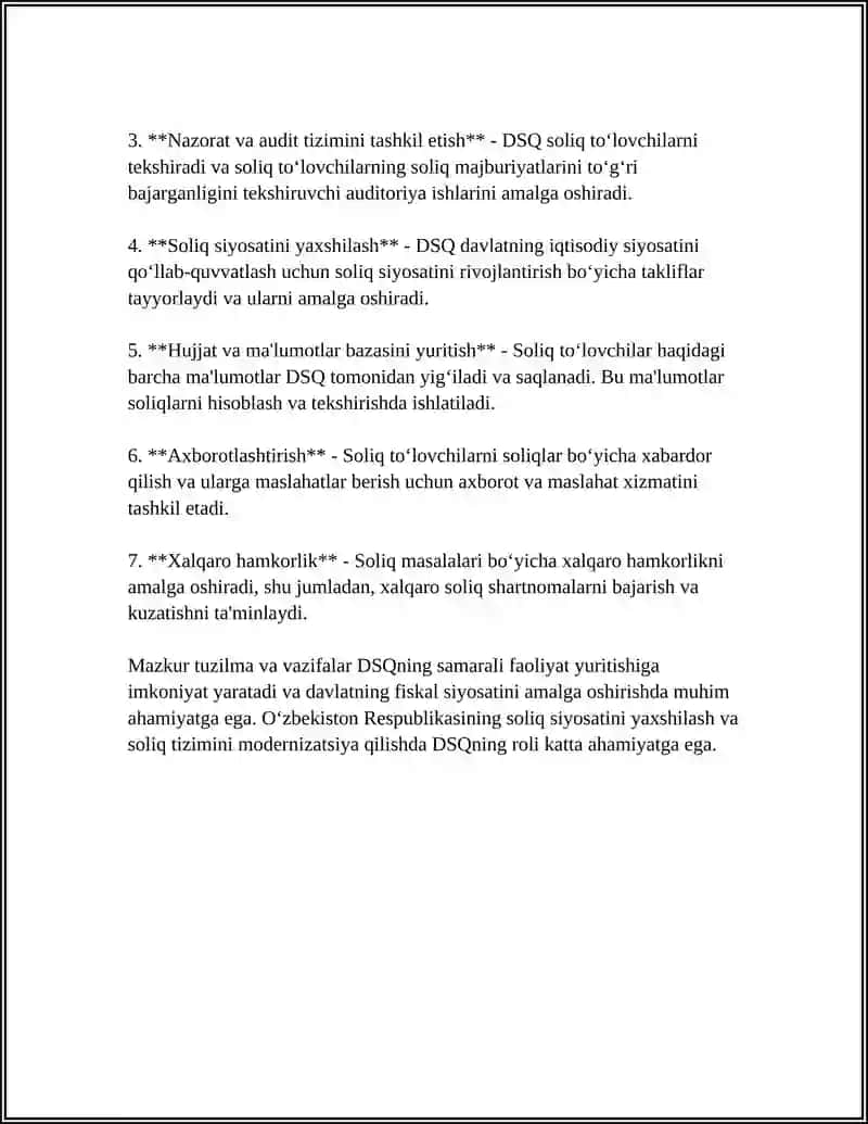 SOLIQ SIYOSATINI AMALGA OSHIRISHDA DAVLAT SOLIQ QO’MITASINING TUTGAN O’RN 4
