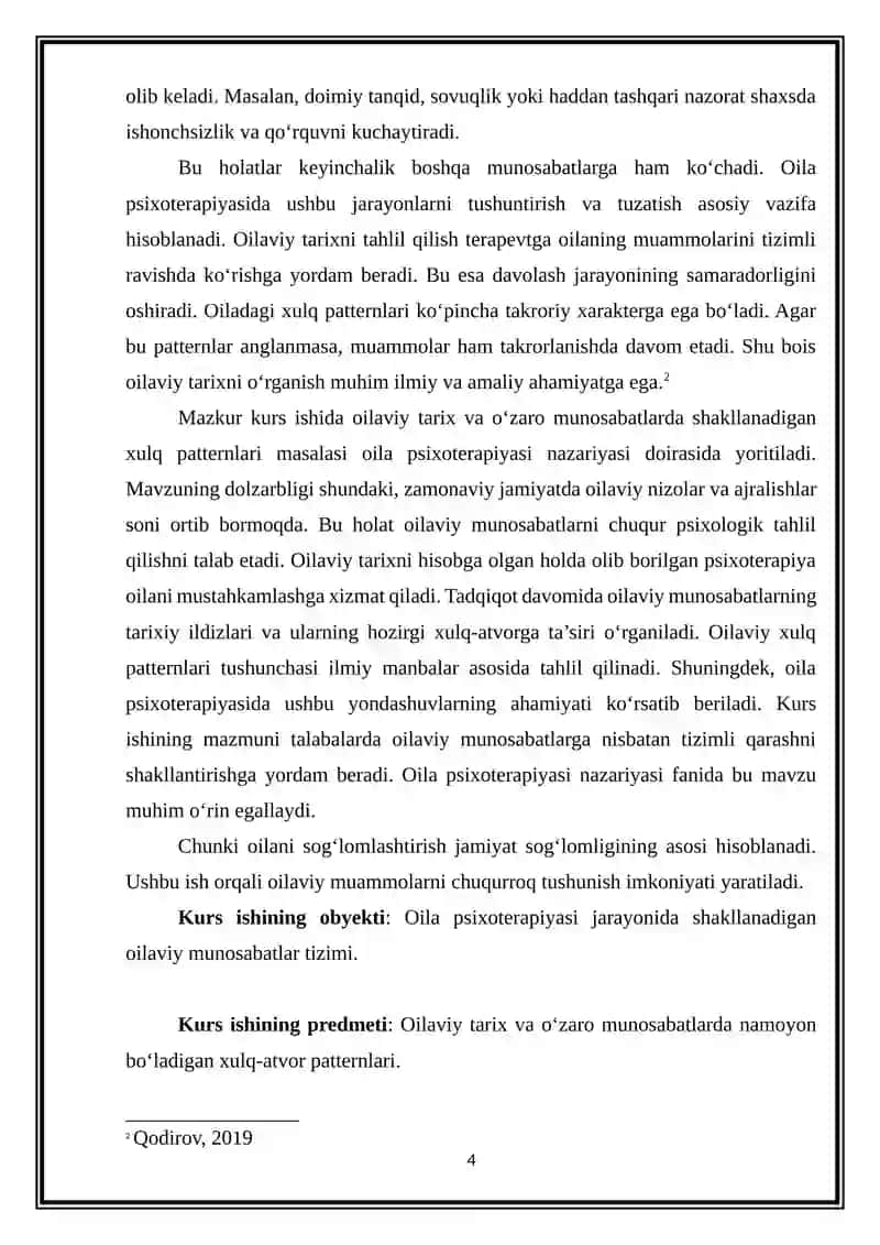 Oilaviy Tarix va Xulq-Patternlarni Tahsil Qilish Metodlari 4