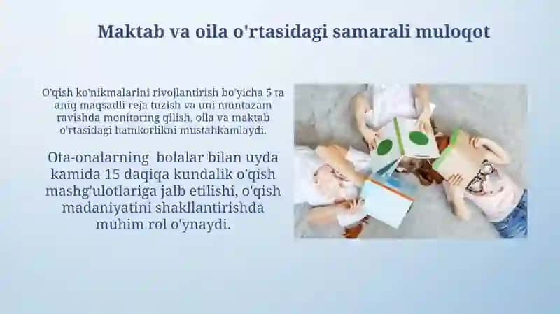 Oila va Maktabning Hamkorligi: O'qish Madaniyatini Shakillantirish 4