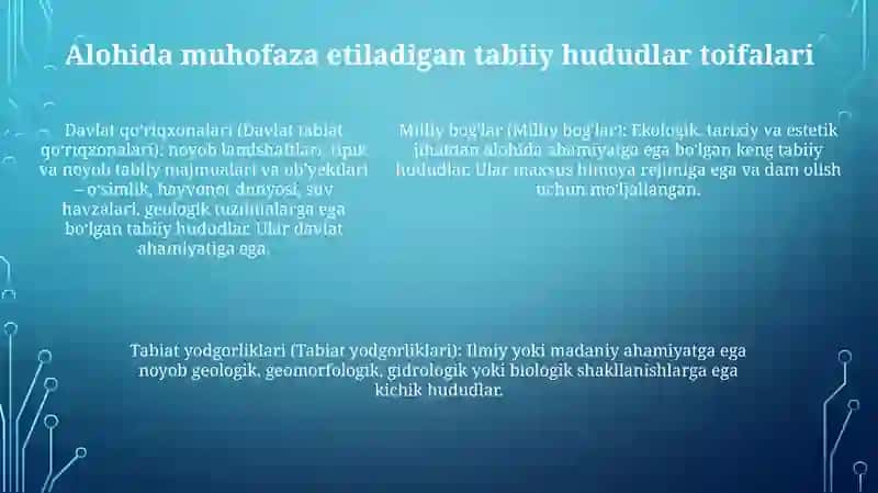 Alohida Muhofaza Etiladigan Tabiiy Hududlar 4