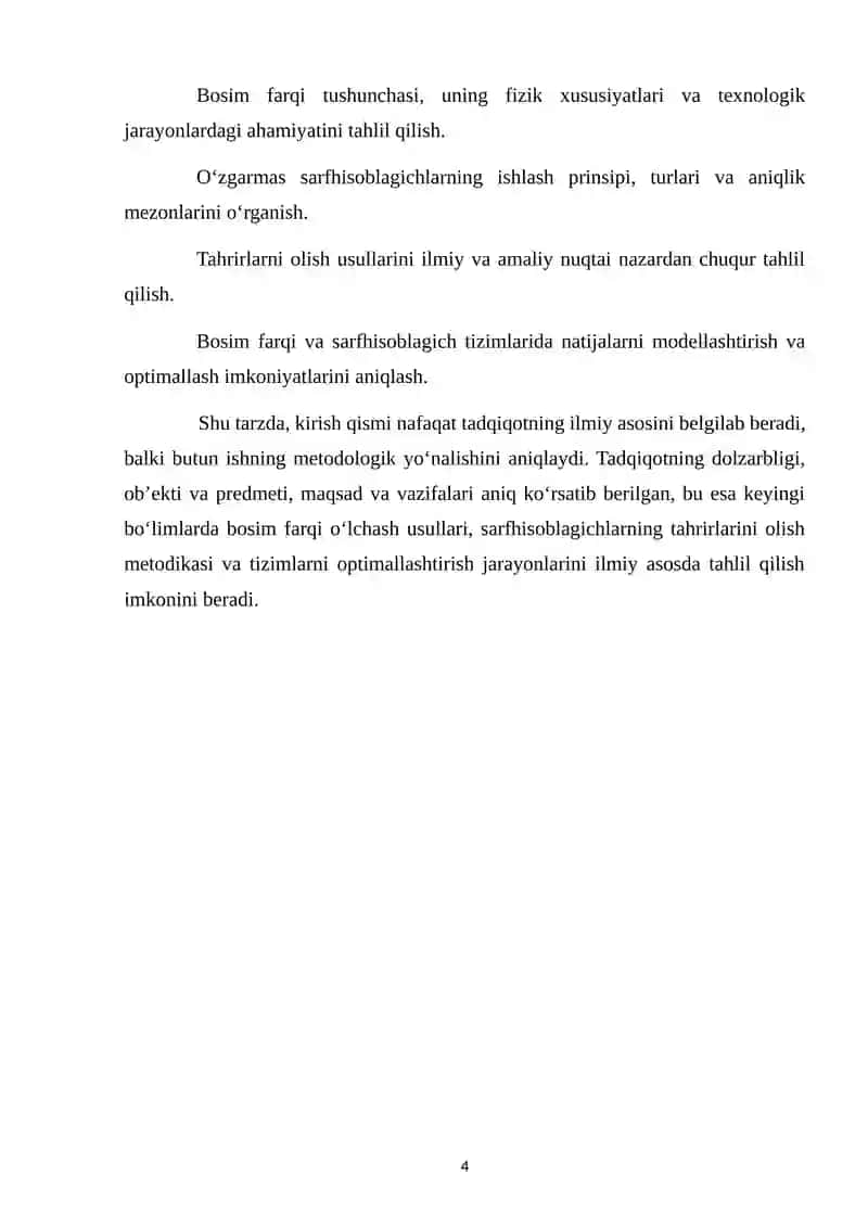 Bosimlar farqi va oʻzgarmas sarfhisoblagichlarning tahrirlarini olish usullari 4