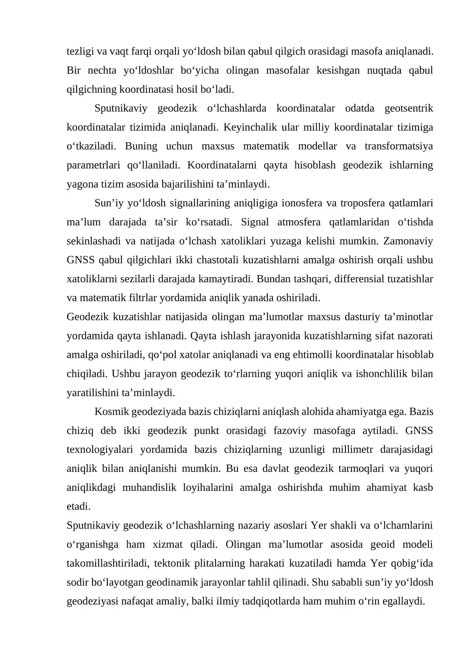 Sputnikaviy o‘lchashlar yordamida geodezik to‘rlarni barpo etish 4