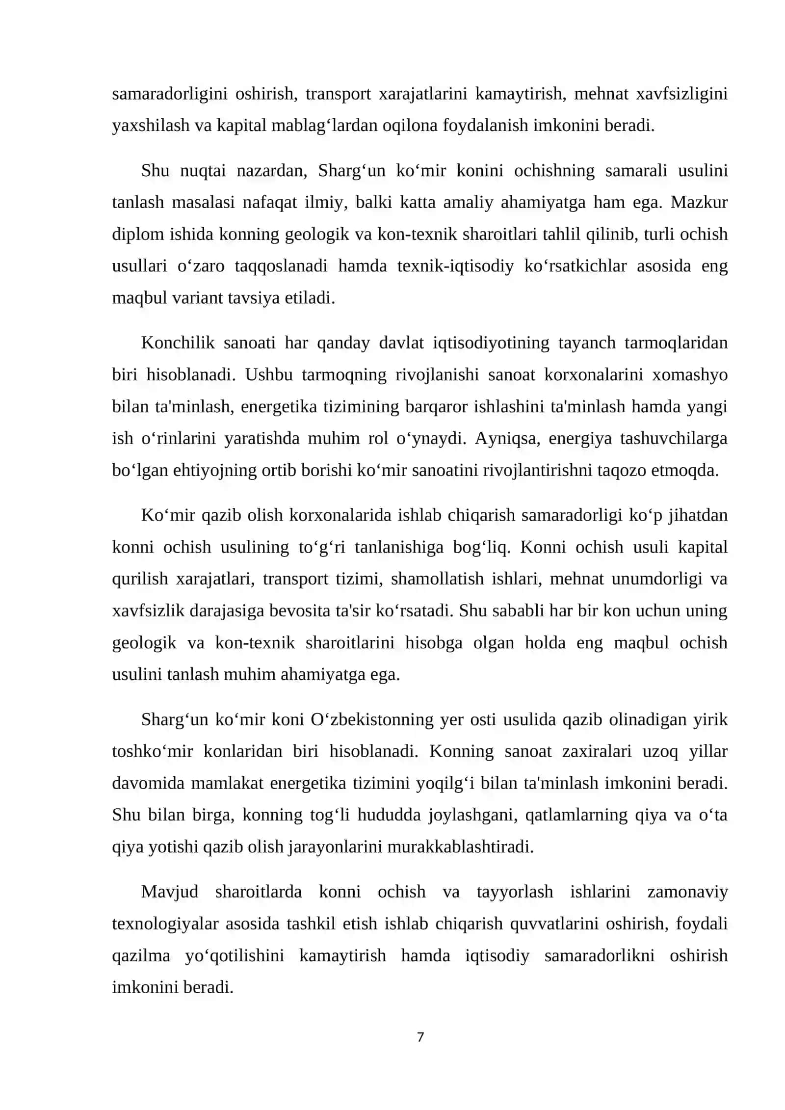 Shargʻun koʻmir konini samarali ochish usulini tanlash va ochuvchi kon lahimlarining parametrlarini aniqlash 4