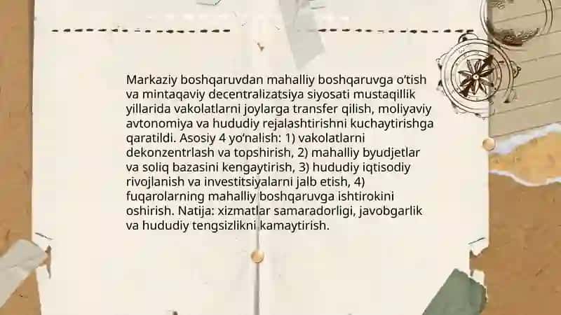 Mustaqillik yillarida davlat boshqaruvi sohasida amalga oshirilgan islohatlar 4