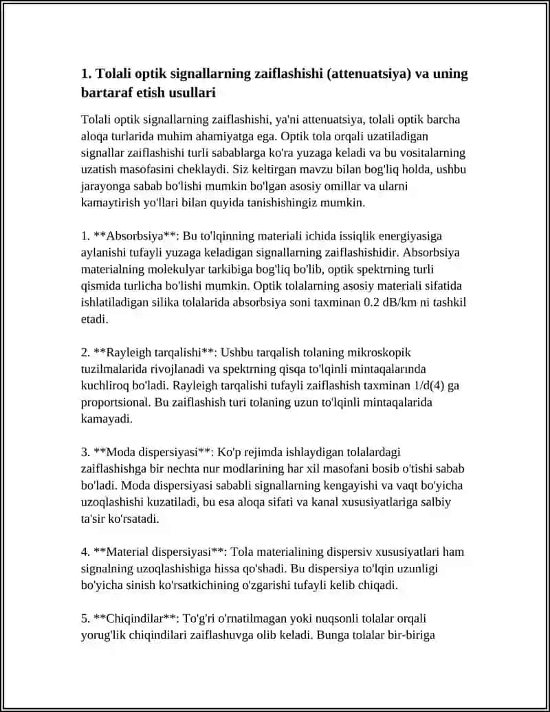 TOLALI OPTIK ALOQA TIZIMLARIDAGI MAUMMOLAR VA UNING KELAJAGI 4