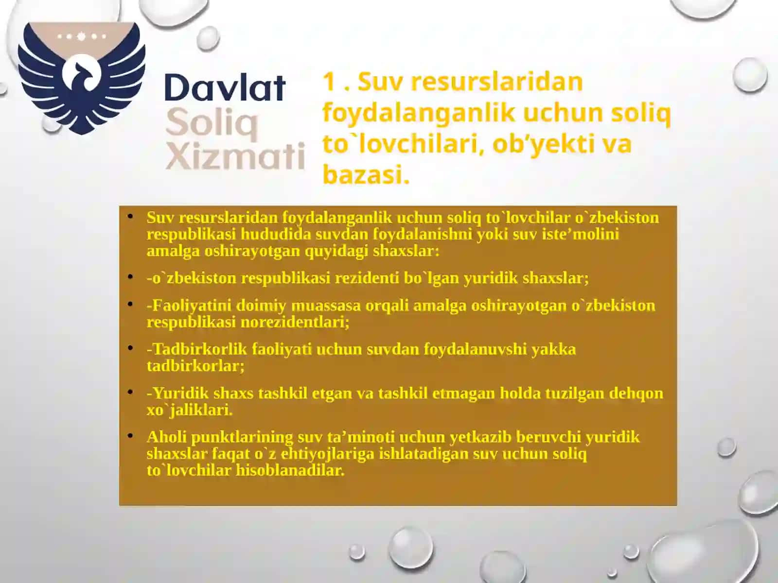 Suvresurslaridan Foydalanganlik Uchun Soliq 4
