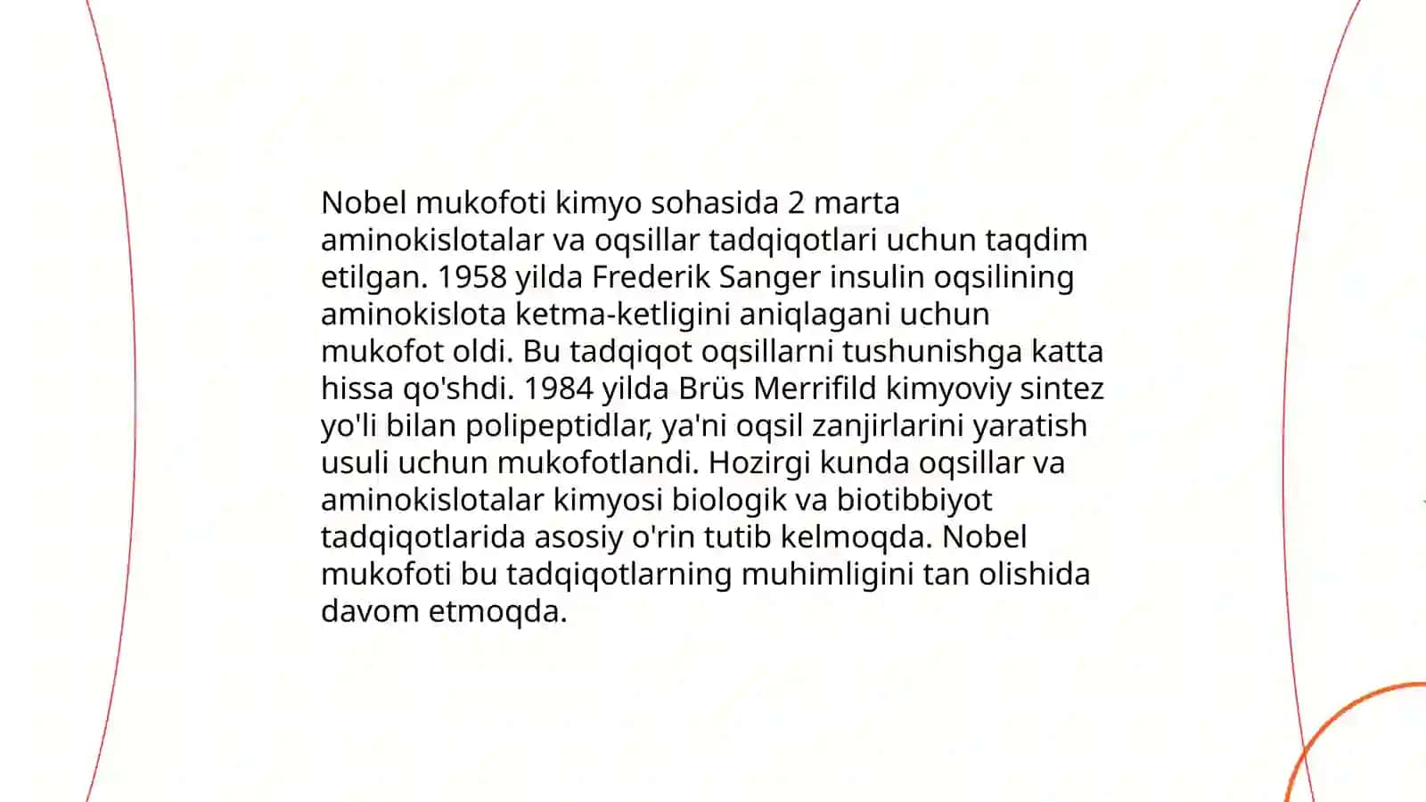 Kimyo sohasidagi Nobel mukofoti sovrindorlari va yutuqlari 4