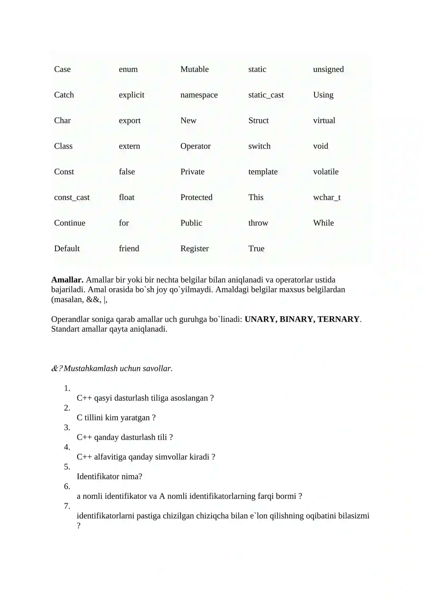 C++ dasturlash tilida to‘g‘ri kod yozish amaliyotiga ega bo‘lish 4