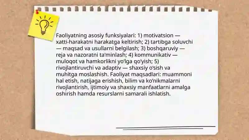 Faoliyat haqida tushuncha 4
