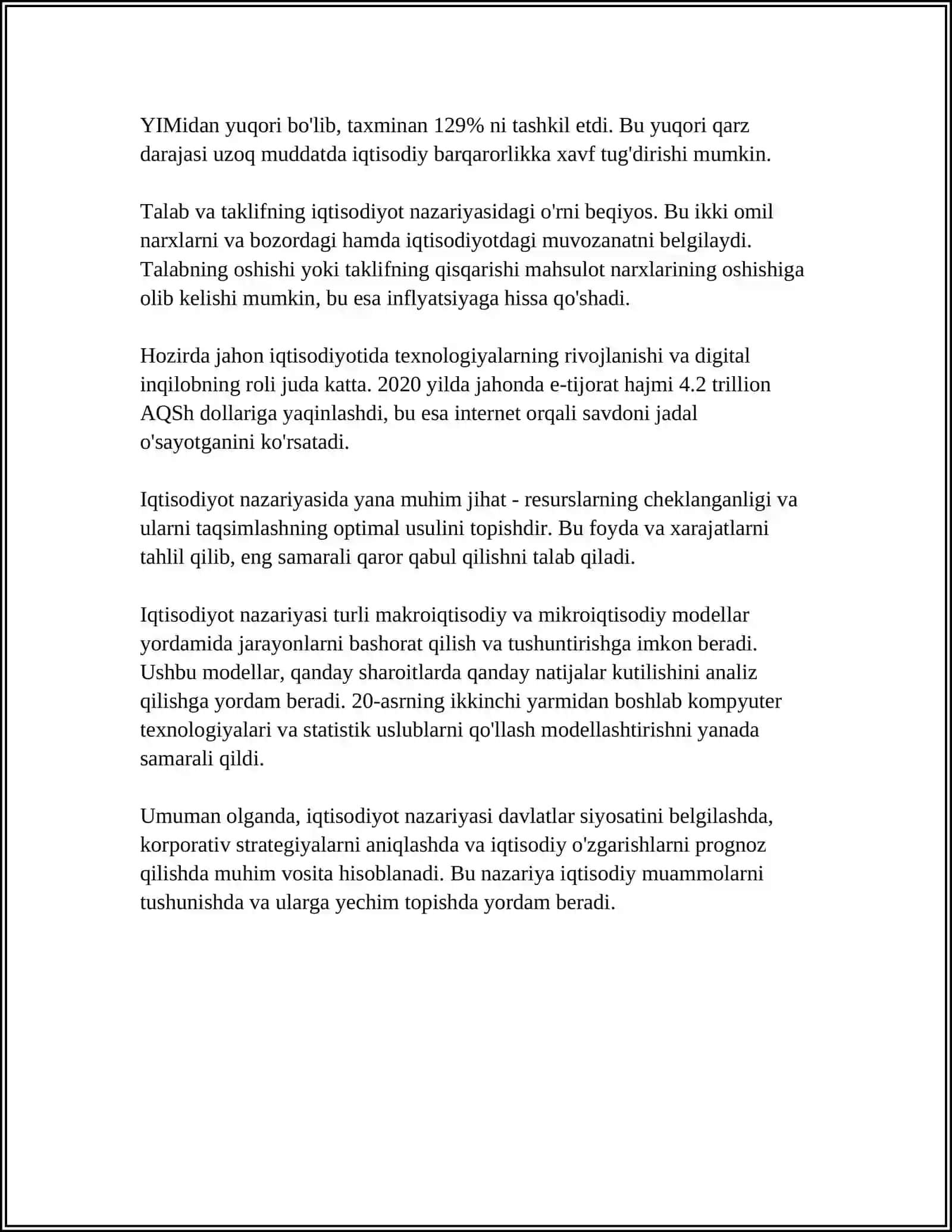 UNIVERSITY OF BUSINESS AND SCIENCES UNIVERSITETI IQTISODIYOT KAFEDRASI 4