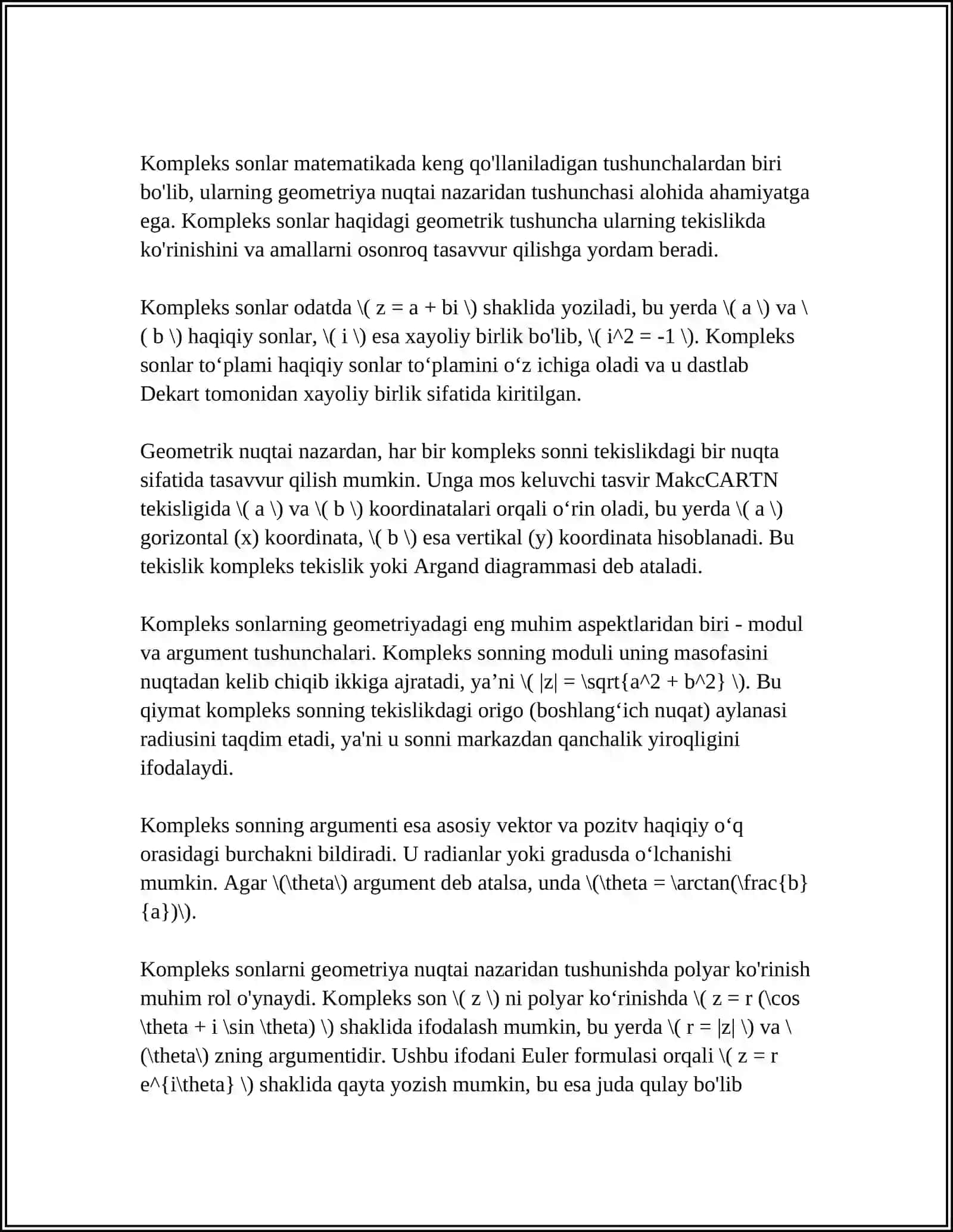 KOMPLEKS SON USTIDA AMALLAR. MUAVR FORMULASI 4