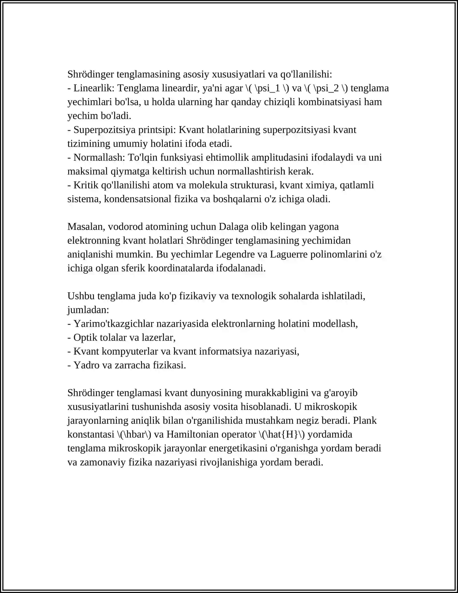 ATOM VA MOLEKULA UCHUN SHREDINGER TENGLAMASI 4