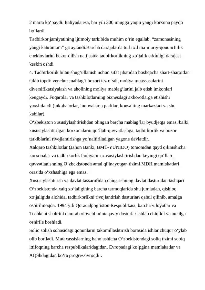 Tadbirkorlikni har tomonlama qo‘llab-quvvatlash zarurati 4