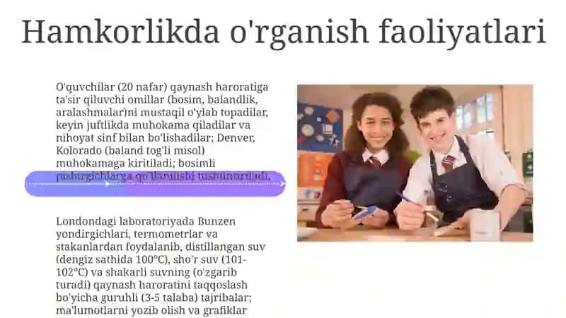 "Qaynash" mavzusini o'qitish metodikasi 4
