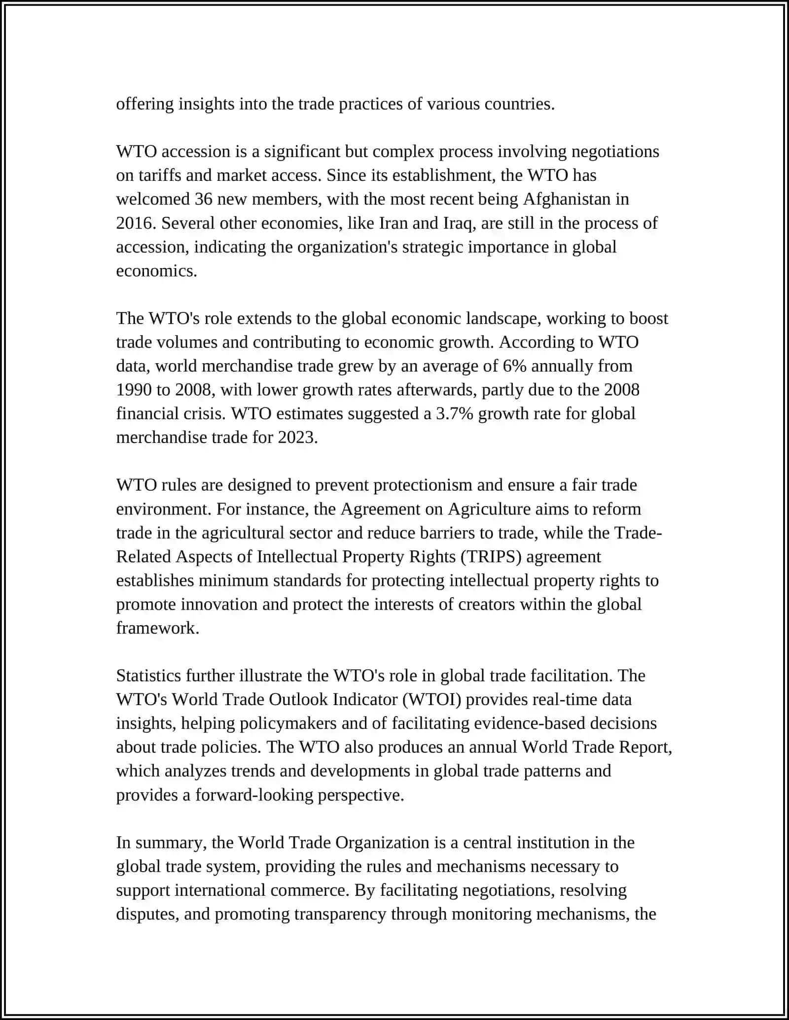 The Role of the World Trade Organization (WTO) 4