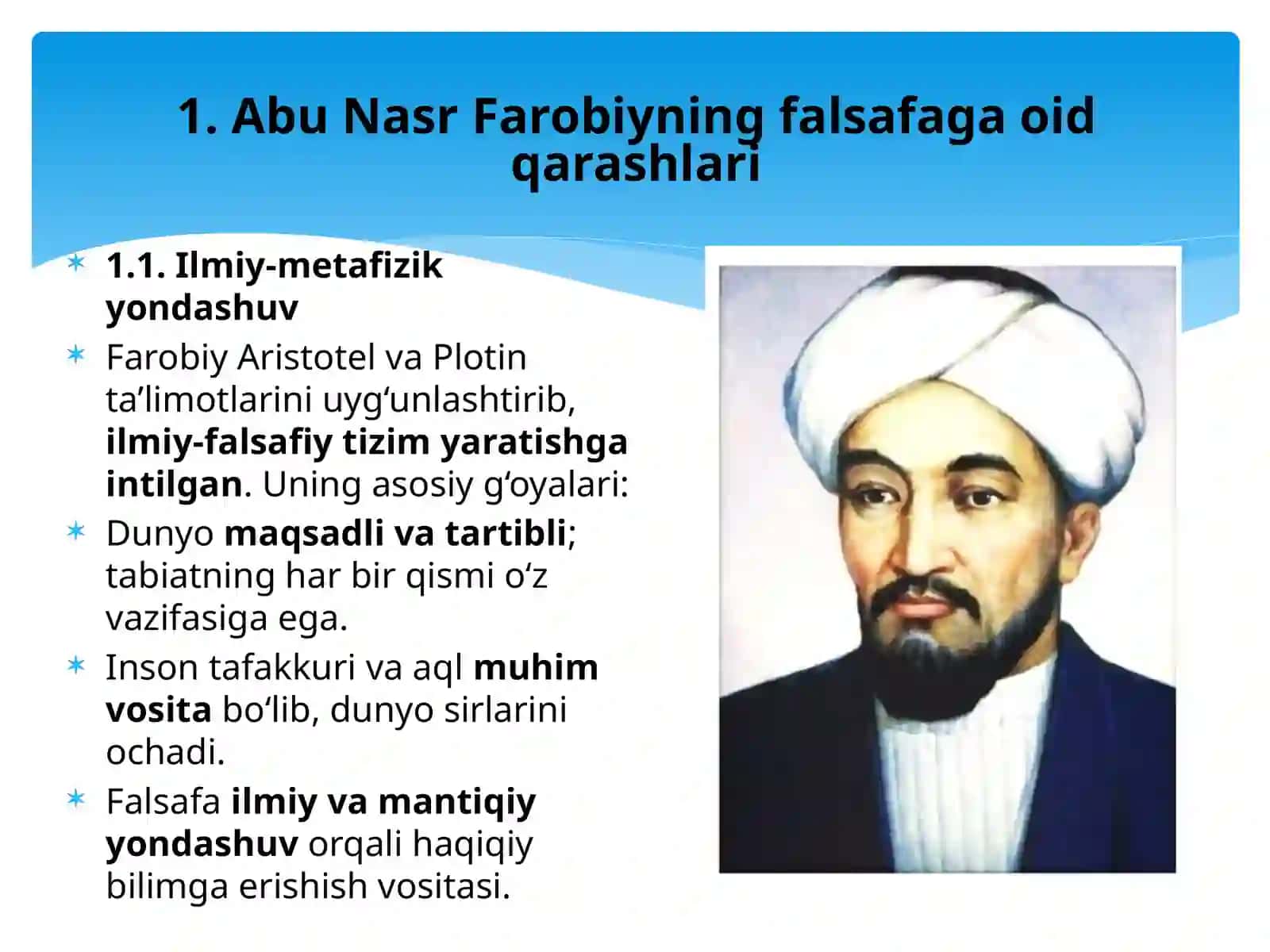 Abu Nasr Farobi va G’azzoliyning falsafa ilmiga oid qarashlari 4
