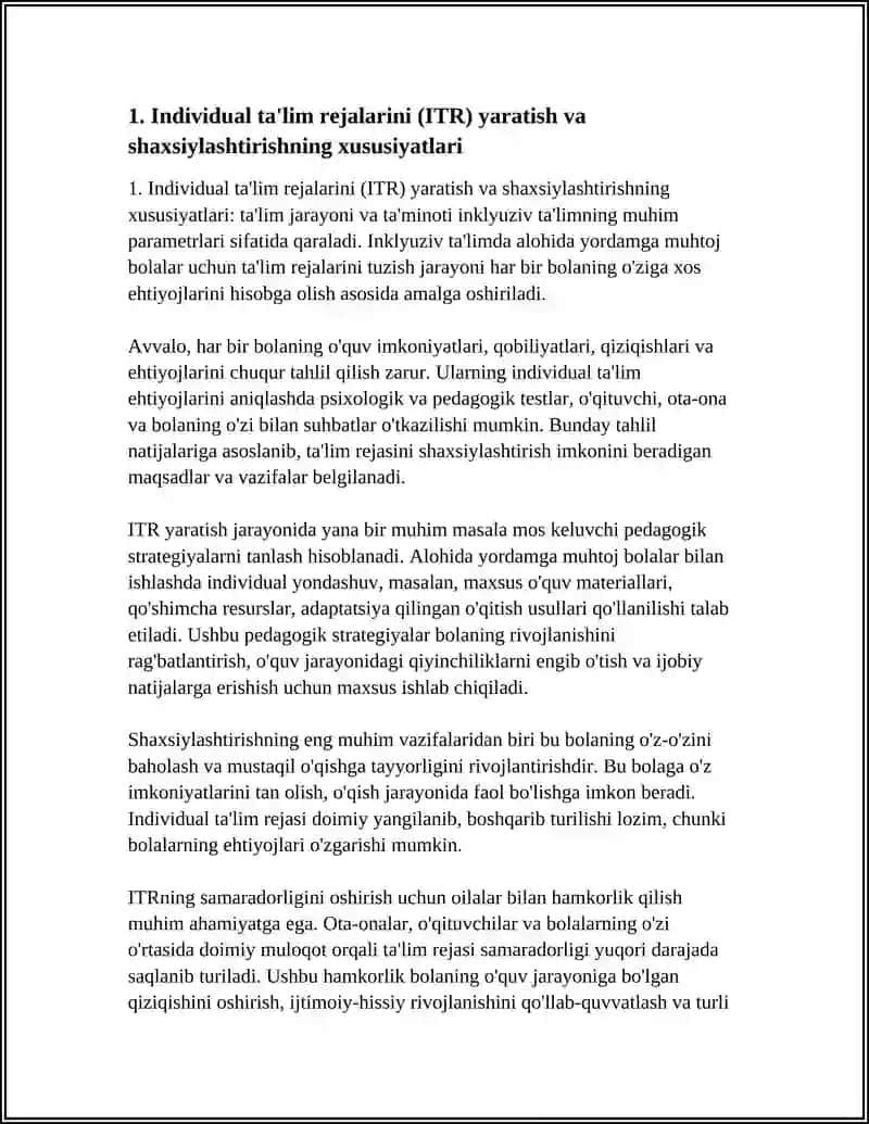 INKLYUZIV TA'LIMNI AMALGA OSHIRISH JARAYONIDA ALOHIDA YORDAMGA MUHTOJ BOLANING SHAXSINI RIVOJLANTIRISHNING XUSUSIYATLARI 4