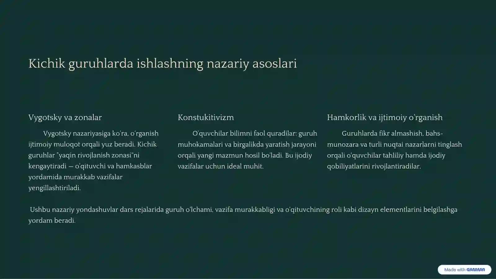 Ona tili ta'limida ijodiy fikrlashni rivojlantirish: Kichik guruhlar samaradorligi 4