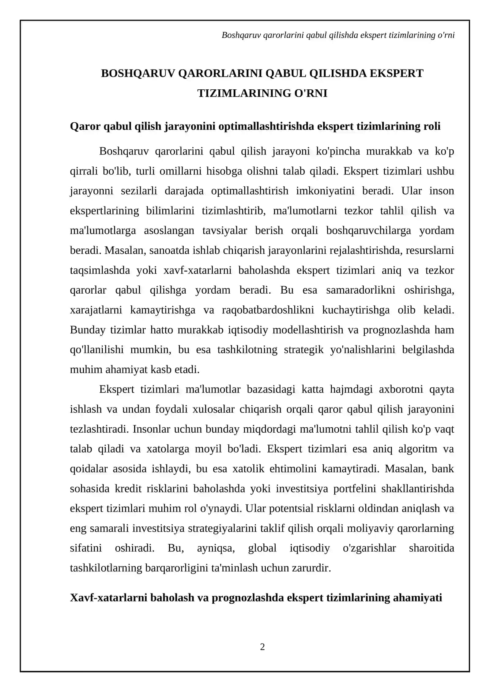 Ekspert tizimlarining iqtisodiy samaradorligi va rivojlanish istiqbollari 4