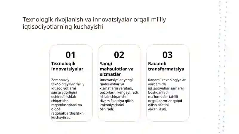 Globalizatsiya jarayonining milliy iqtisodiyotlarga ta'siri va rivojlanish imkoniyatlari 4