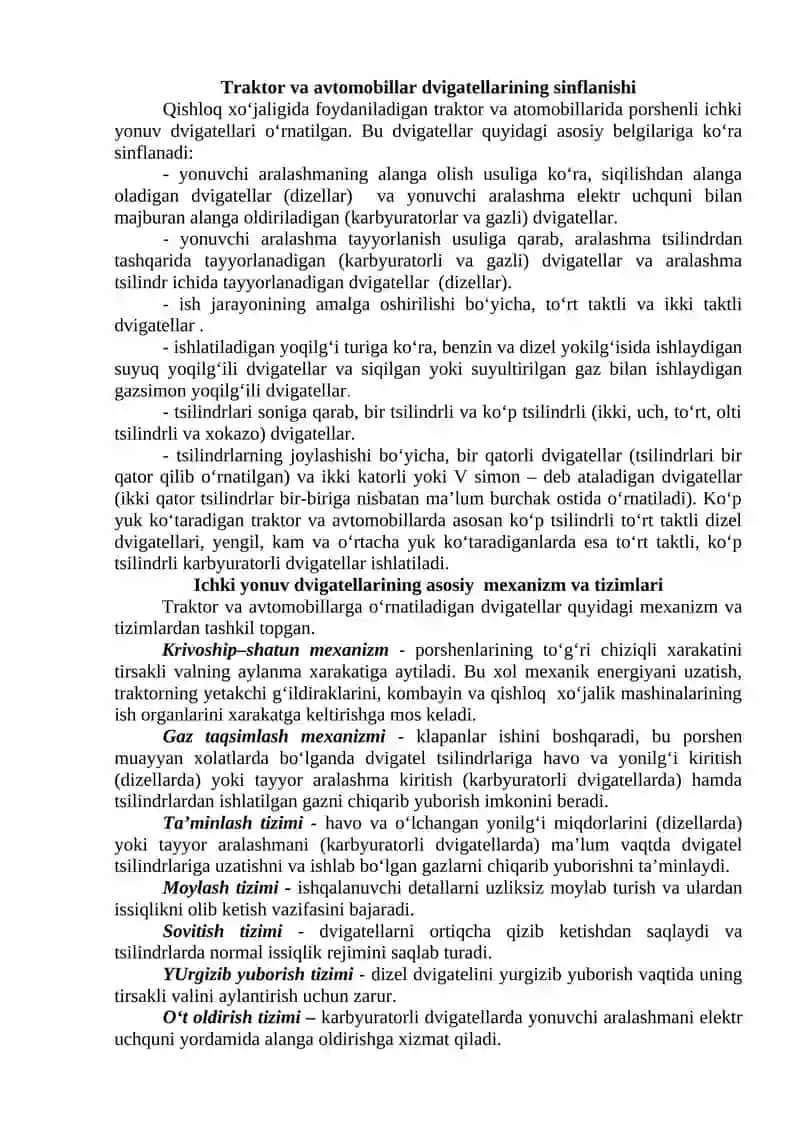 Avtotraktorlarning vazifasi turlari va ish jihozlari 4