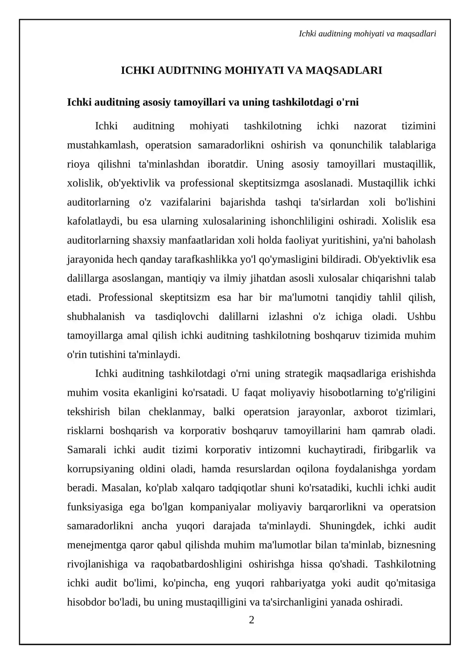 Ichki auditning tavsifi va uning funksiyalari 4