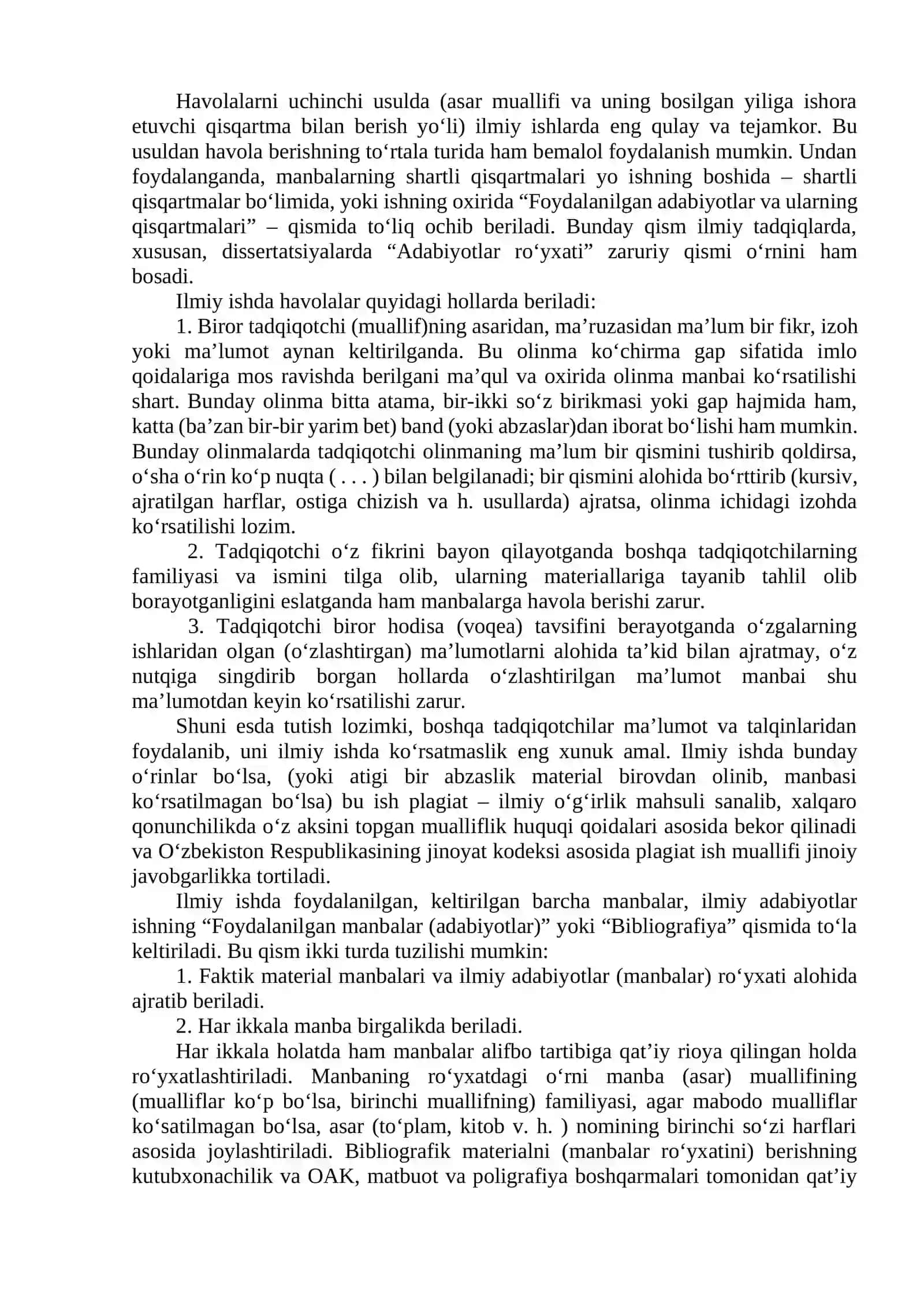 ILMIY TADQIQOTDA QISQARTMA, HAVOLA VA BIBLIOGRAFIK MA’LUMOTLARNI BERISH 4