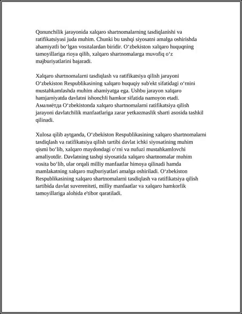 O‘zbekiston RESPUBLIKASI XALQARO SHARTNOMALAR 4