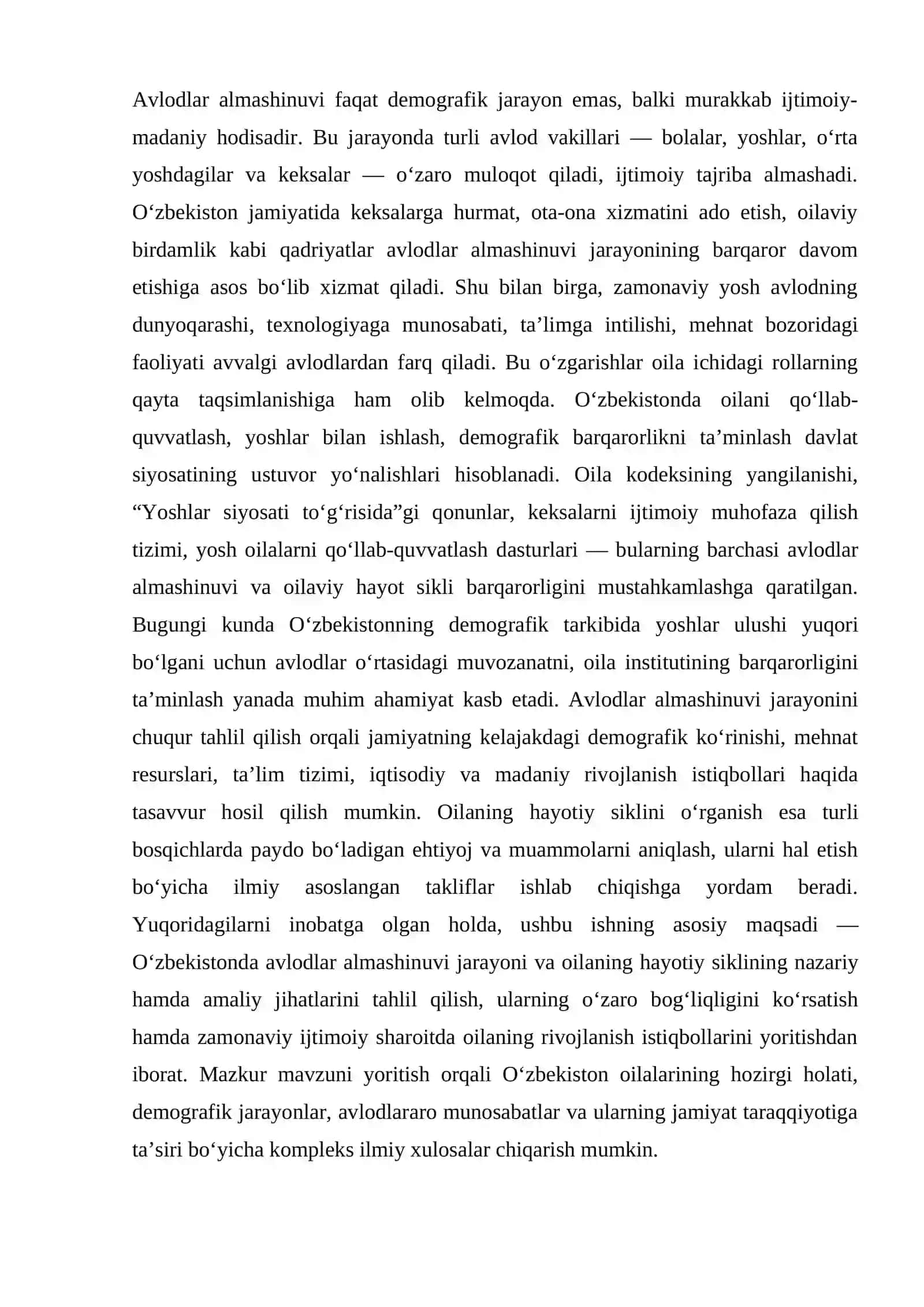 Oʻzbekistonda avlodlar almashinuvi va oilaning hayotiy sikli 4