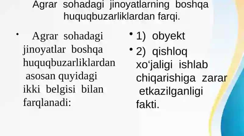 Agrar qonunchilikni buzganlik uchun jinoiy javobgarlik 4