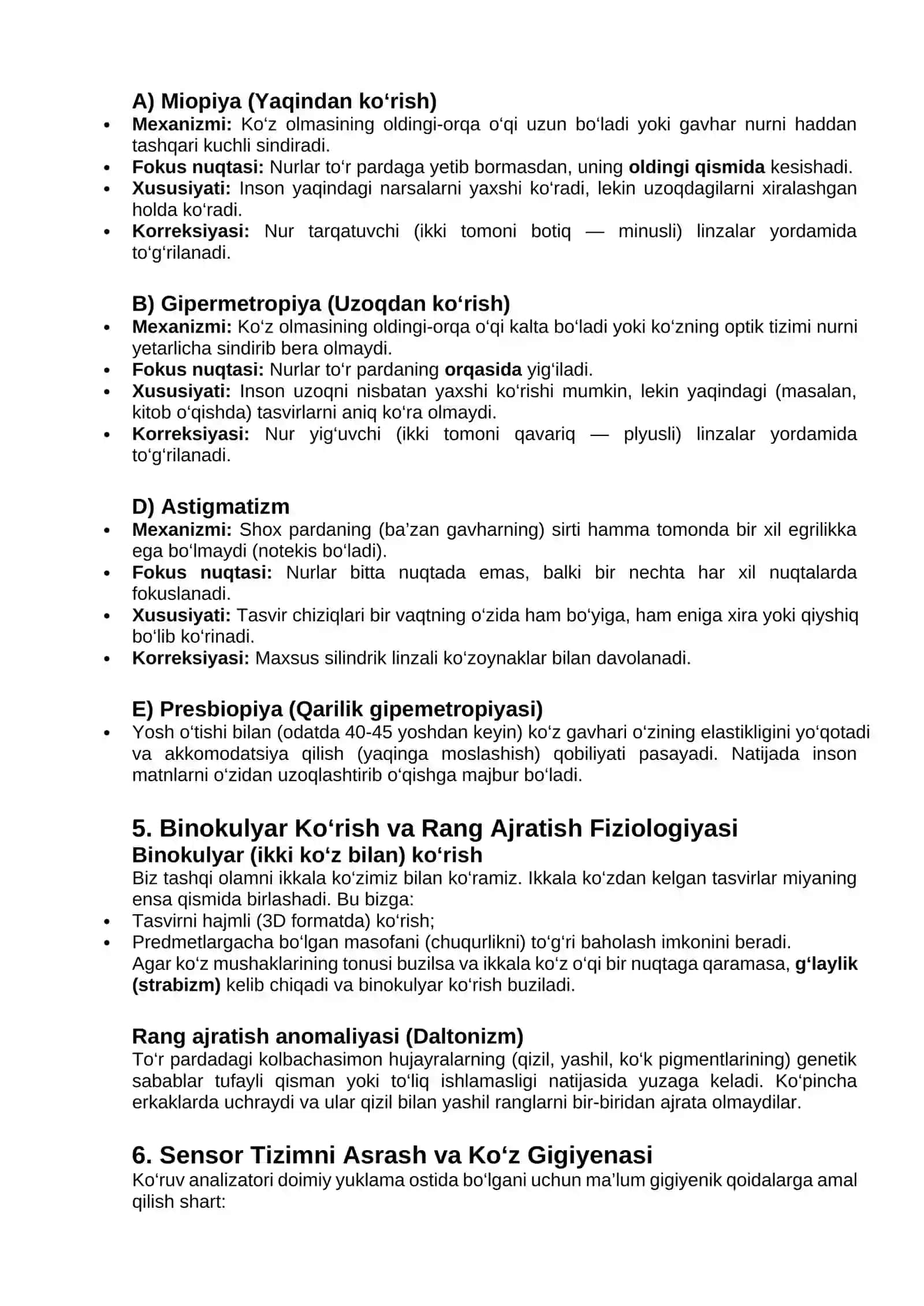 Sensor tizimi, ko`ruv analizatori anatomiyasi va fiziologiyasi 4