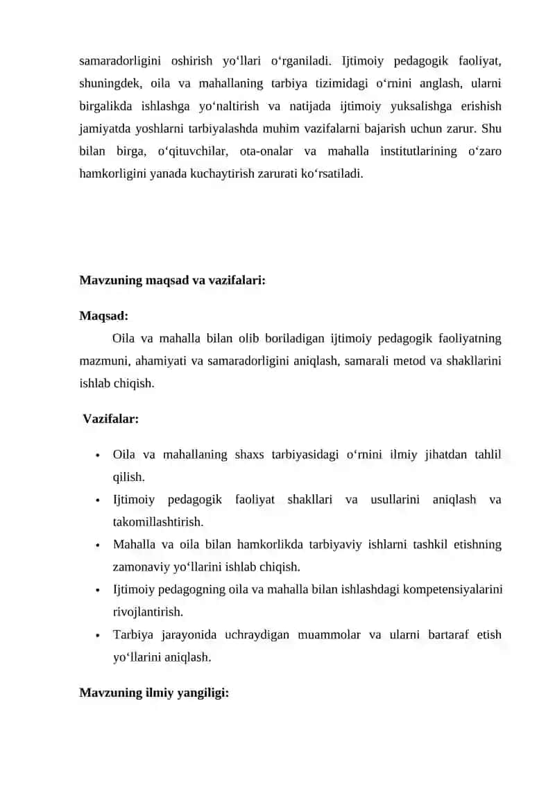 OILA, MAHALLA BILAN OLIB BORILADIGON IJTIMOIY PEDAGOGIK FAOLIYAT 4