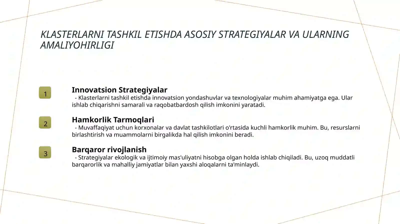 Paxta toʻqimachilik klasterlarini tashkil etish asoslari 4