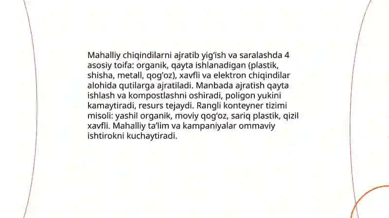Shahar va qishloq chiqindilarini boshqarish tizimi 4