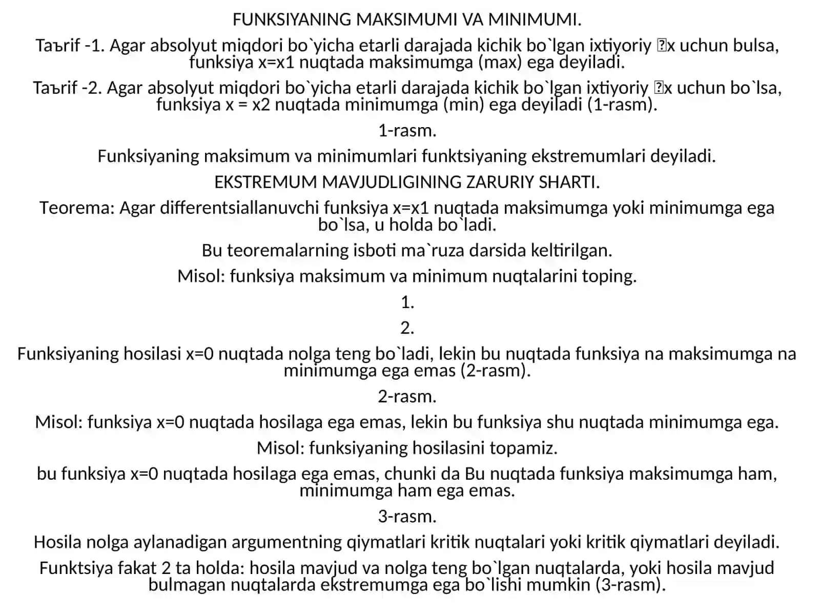 Ikkinchi tartibli hosila yordamida ekstremumga tekshirish 4