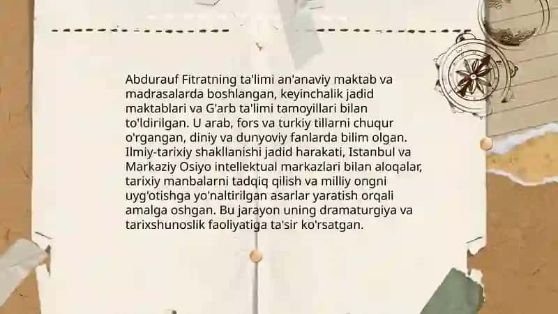 Abdurauf Fitrat hayoti va ijodi. "Abulfayzxon" dramasi 4