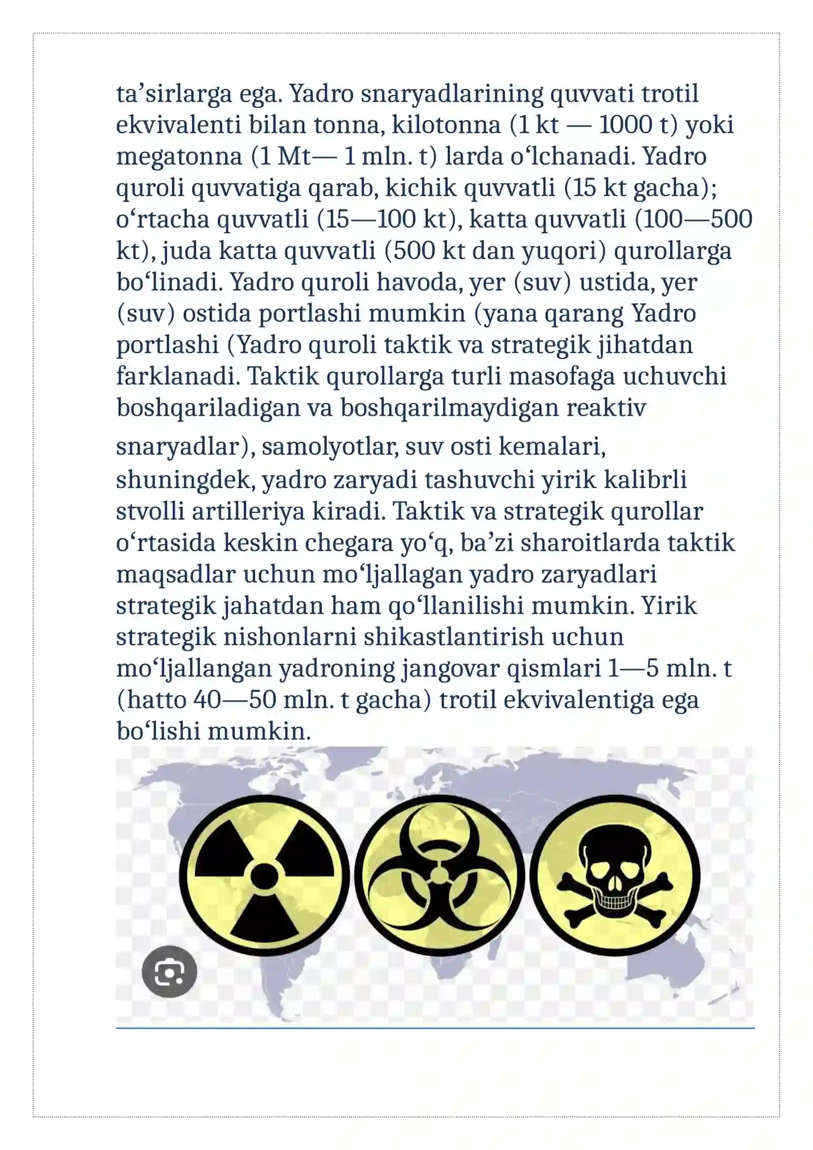 Ommaviy qirgʻin qurollari va ular bilan bog’liq favqulotda vaziyat 4