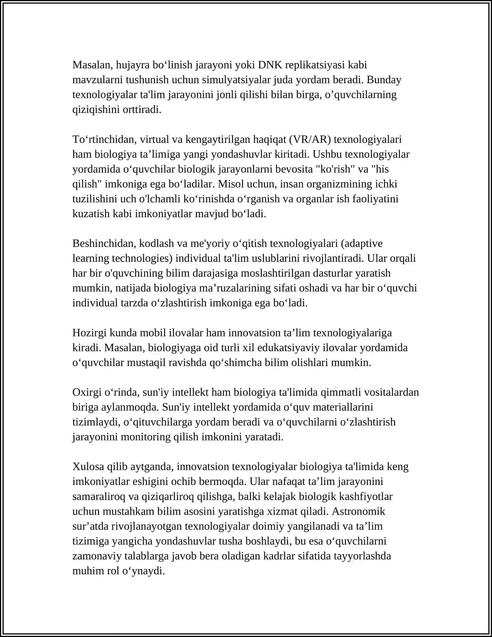 BIOLOGIYA FANI OʻQITUVCHISI NING INNOVATSION FAOLIYATI 4
