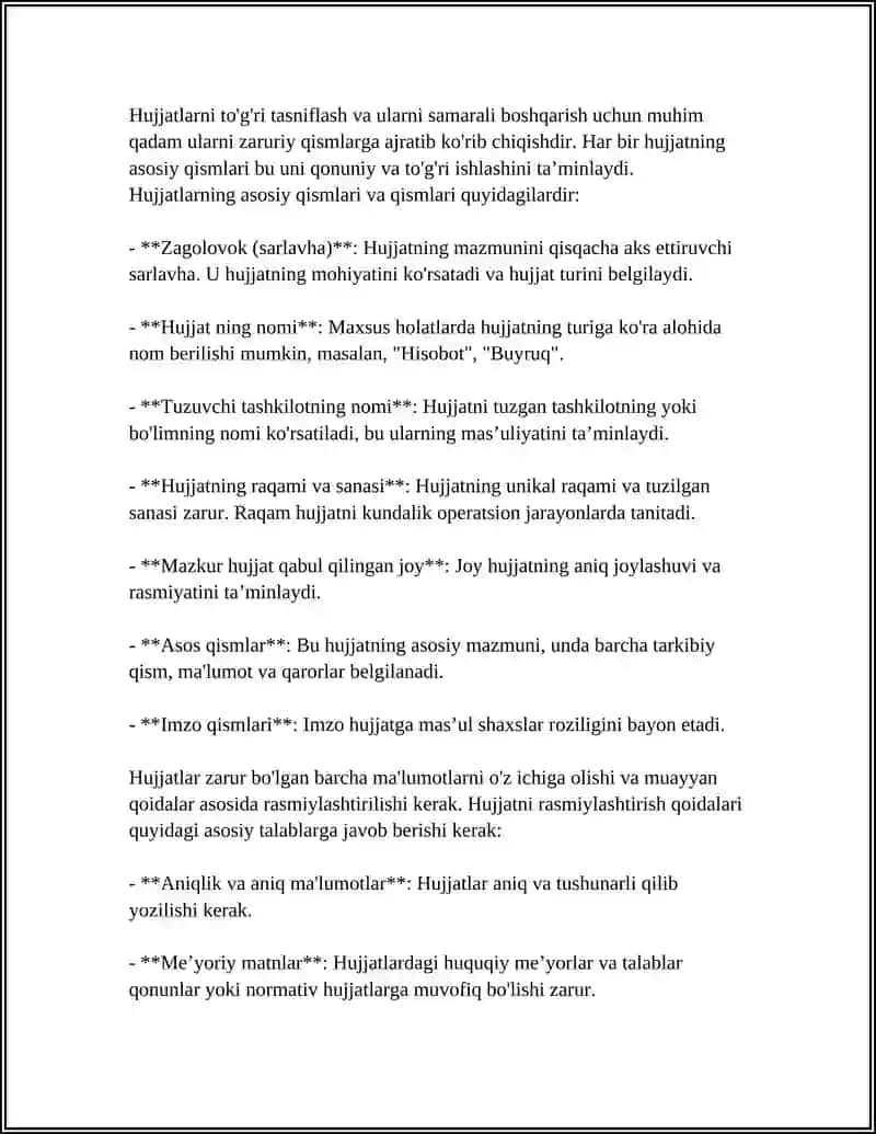 Hujjatların turlari va ularning rasmiylashtirish qoidalari 4