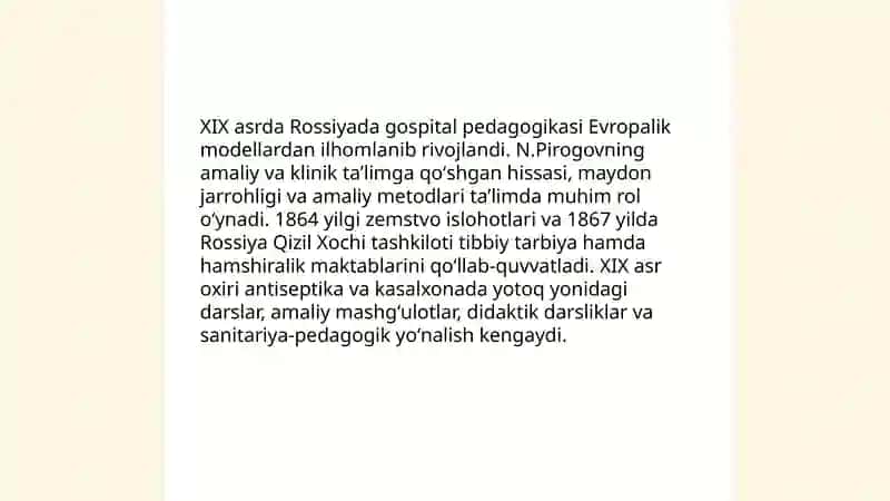 Rossiyada gospital pedagogika fanining rivojlanish tarixi 4