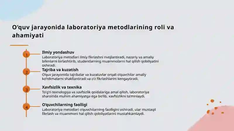 Boshlang‘ich laboratoriya tajribalarining asosiy metodlari va ularning o‘quvdagi roli 4