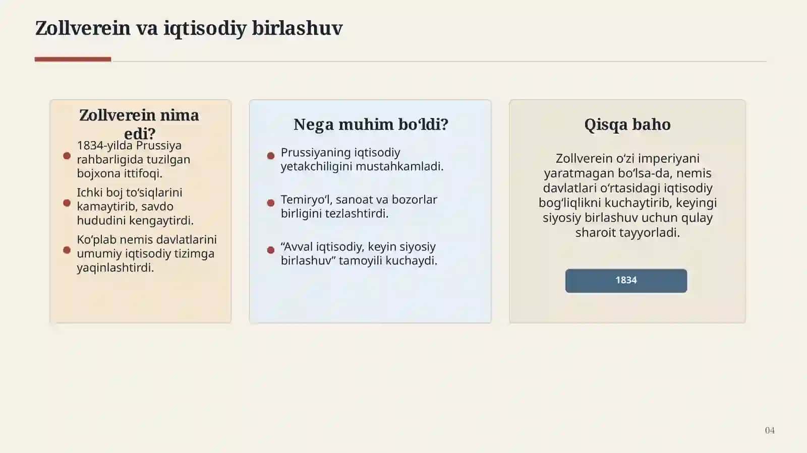 Vena kongressidan so‘ng Germaniya hududlarida 39 ta davlatdan iborat Germaniya Konfederatsiyasi tuzildi 4