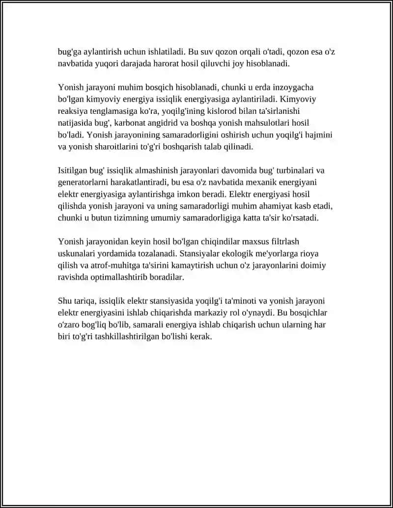 ISSIQLIK ELEKTR STANSIYASIDA ELEKTR ENERGIYANI HOSIL QILISH JARAYONI 4