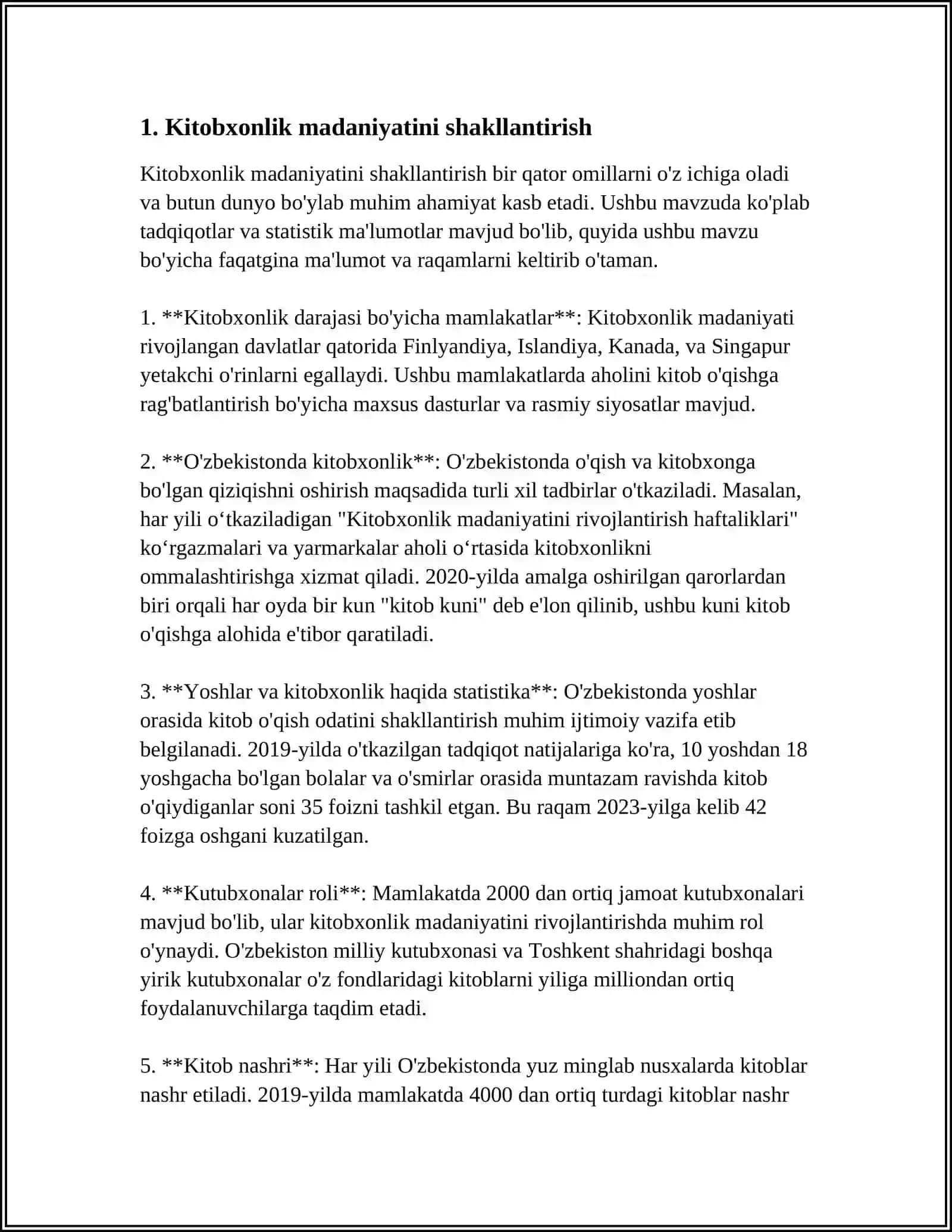 KITOBXONLIKNI RIVOJLANTIRISH BO’YICHA DAVLAT SIYOSATI 4
