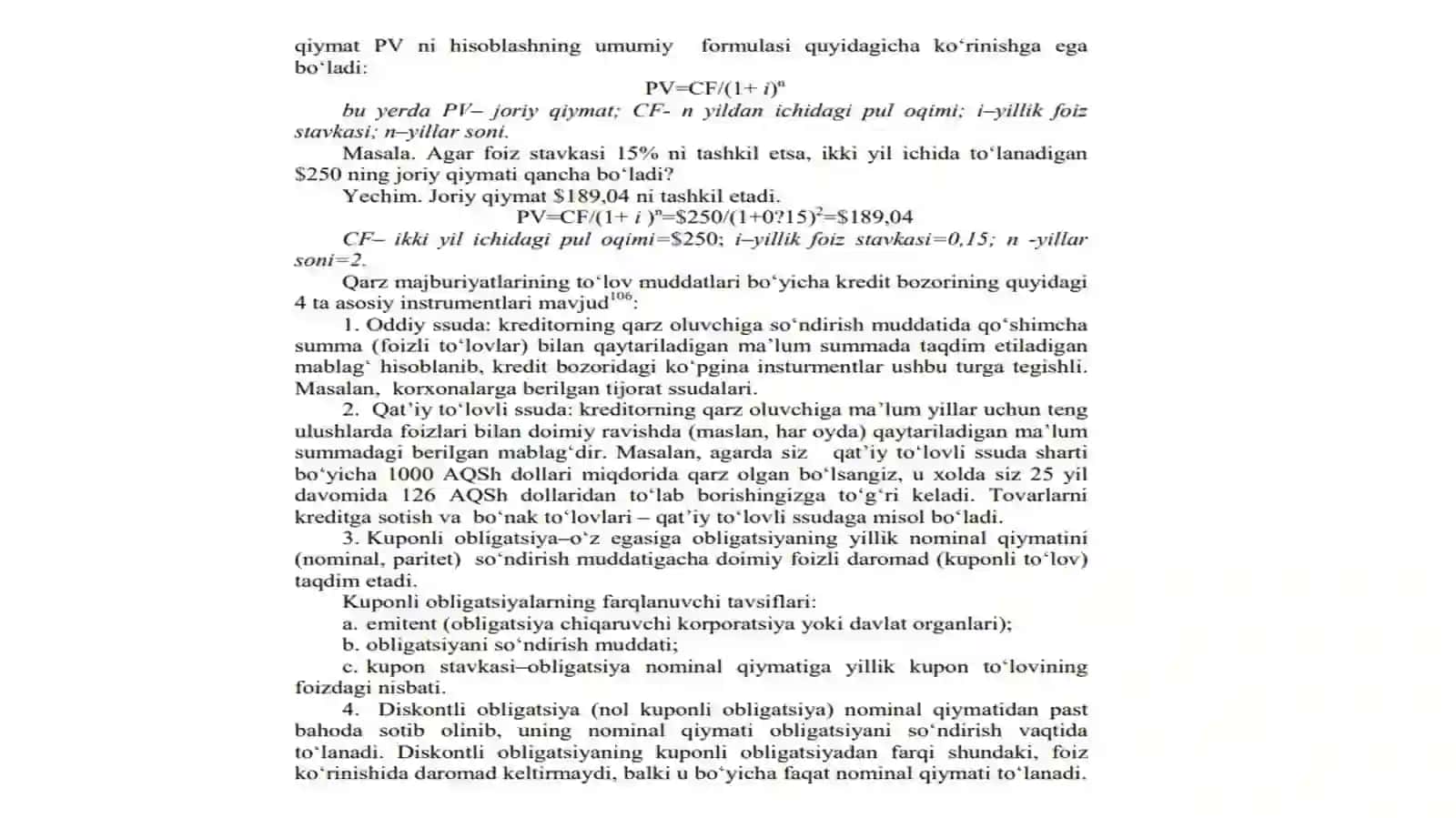 XALQARO KREDIT (QARZ) BOZORI 4