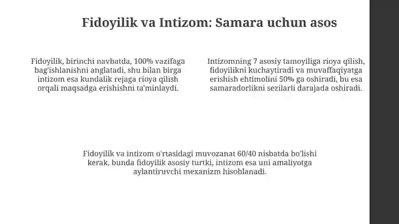 Samaradorlikni belgilovchi asosiy tamoyillar 4