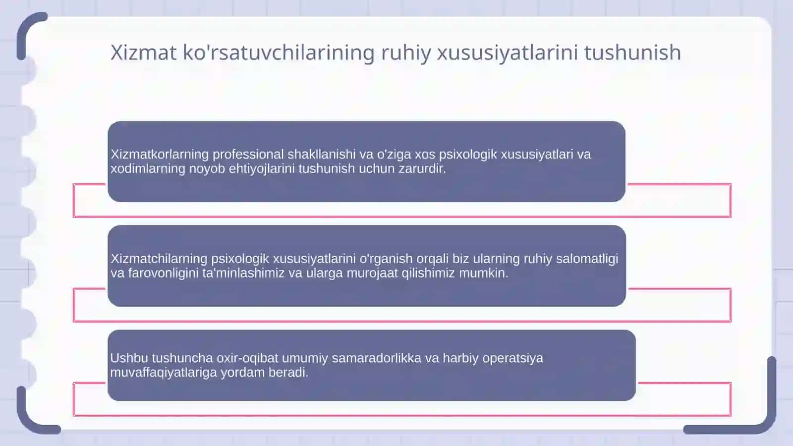 Harbiy xizmatchi va xodimlarning kasbiy shakllanishi va oʻziga xos psixologik xususiyatlari 4